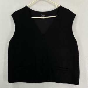 A New Day Pocket Sleevless V Neck Shirt Womens Large Black